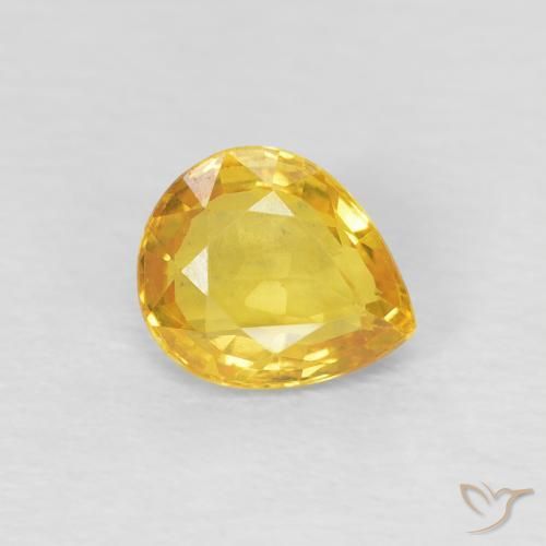 Zaffiro Dorato naturale da 0.74 ct, Forma a pera, VVS-VS