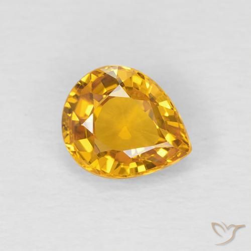 Zaffiro Arancio-Oro naturale da 0.79 ct, Forma a pera, VVS-VS