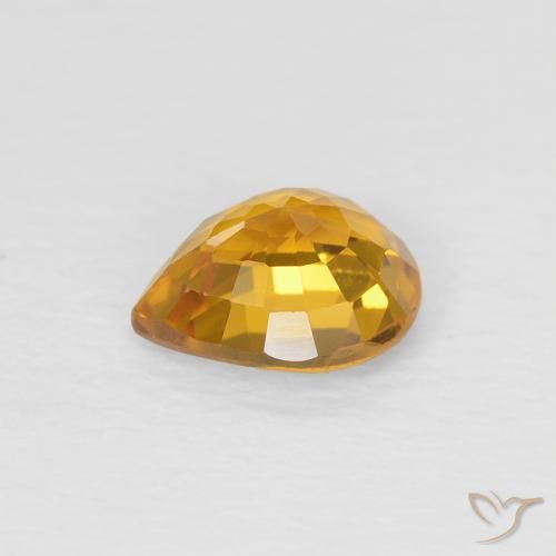 Zaffiro Arancio-Oro naturale da 0.79 ct, Forma a pera, VVS-VS