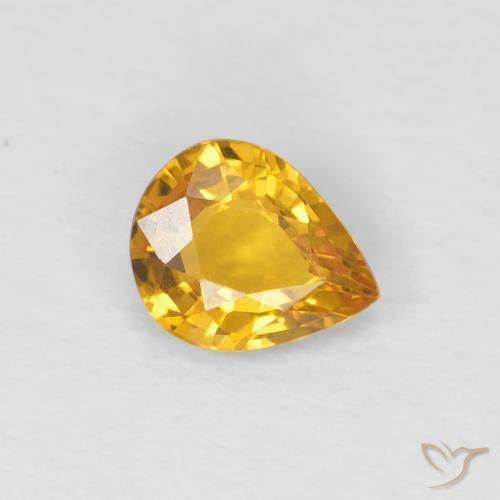 Zaffiro Dorato naturale da 0.54 ct, Forma a pera, VS