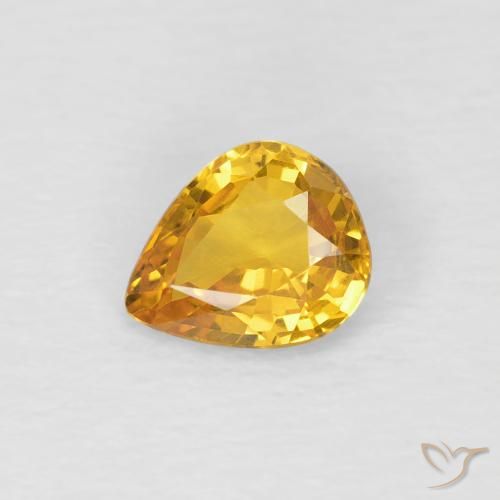 0.60ct Naturale Dorato Zaffiro, Forma a pera, VS
