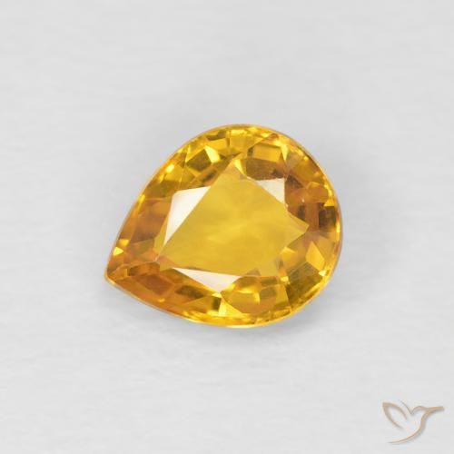 0.79ct Naturale Dorato Zaffiro, Forma a pera, VS