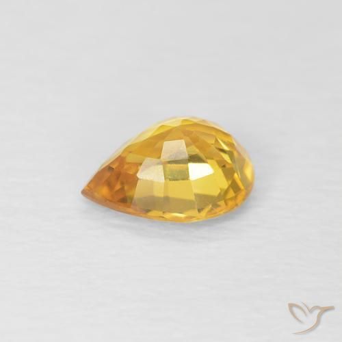 Zaffiro Dorato naturale da 0.62 ct, Forma a pera, VS