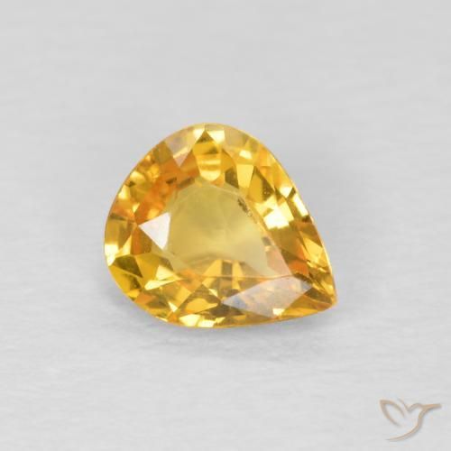 Zaffiro Dorato naturale da 0.60 ct, Forma a pera, VVS