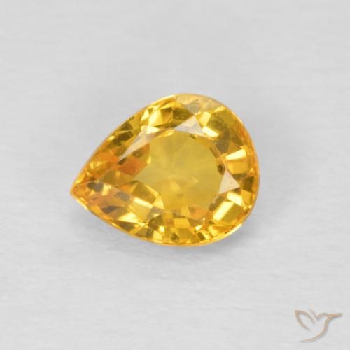 0.70ct Naturale Arancio dorato Zaffiro, Forma a pera, VVS