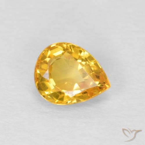 Zaffiro Arancio dorato naturale da 0.70 ct, Forma a pera, VVS