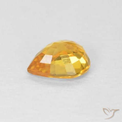 Zaffiro Arancio dorato naturale da 0.70 ct, Forma a pera, VVS