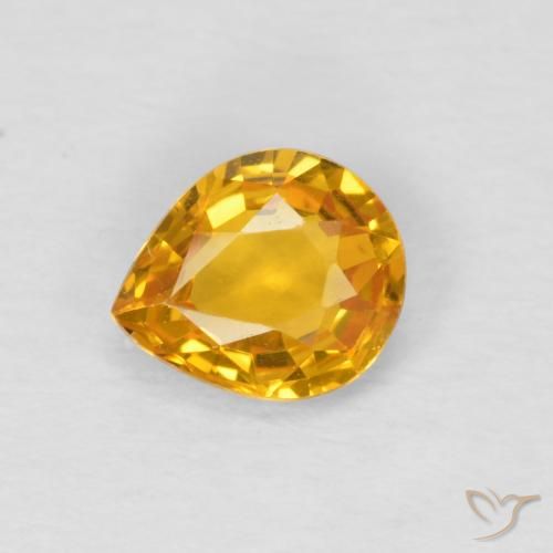 0.61ct Naturale Medium Light Orange-Gold Zaffiro, Forma a pera, VS