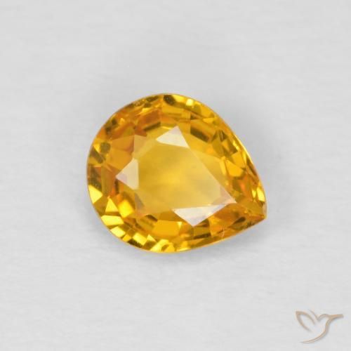 Zaffiro Medium Light Orange-Gold naturale da 0.61 ct, Forma a pera, VS