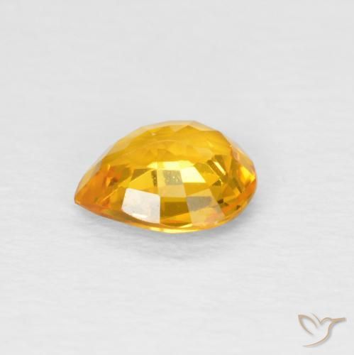 Zaffiro Medium Light Orange-Gold naturale da 0.61 ct, Forma a pera, VS