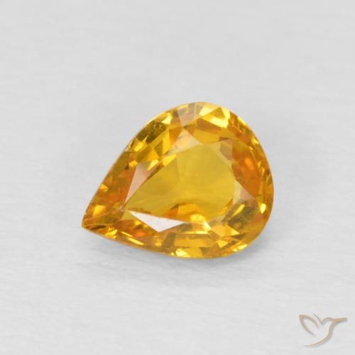 0.65ct Naturale Arancio-Oro Zaffiro, Forma a pera, VS