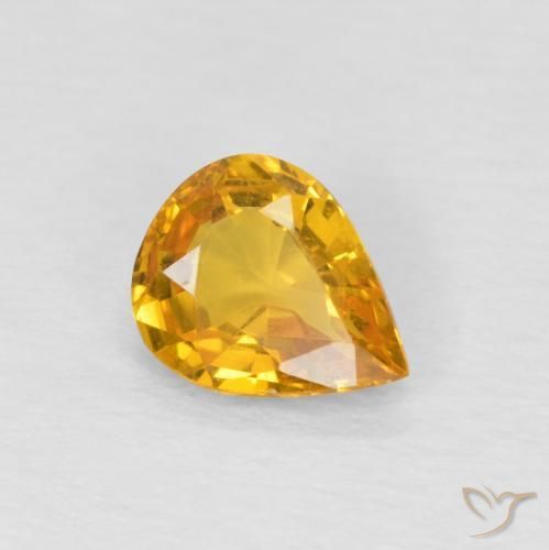 Zaffiro Arancio-Oro naturale da 0.65 ct, Forma a pera, VS