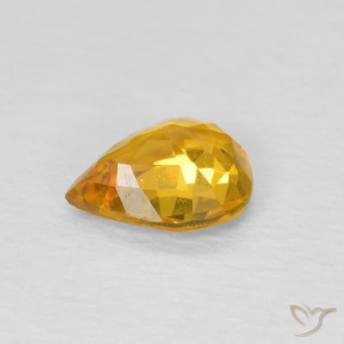 Zaffiro Arancio-Oro naturale da 0.65 ct, Forma a pera, VS
