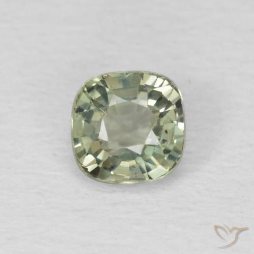 0.47ct Naturale Verde grigiastro Zaffiro, Cuscino, VS, Photo A