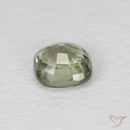 Zaffiro Verde grigiastro naturale da 0.47 ct, Cuscino, VS