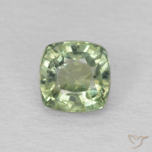 0.64ct Naturale Verde molto chiaro Zaffiro, Cuscino, VS, Photo A