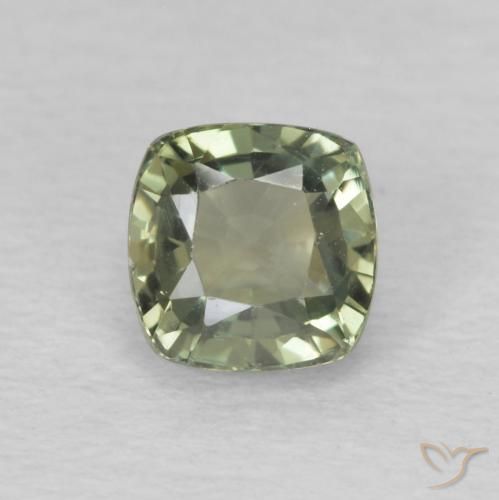 0.75ct Naturale Verde foresta chiaro Zaffiro, Cuscino, VS
