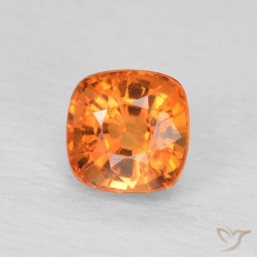 0.61ct Naturale Arancione brillante Zaffiro, Cuscino, VVS