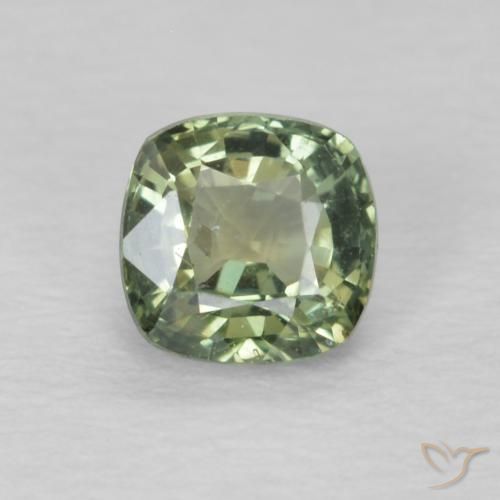 0.60ct Naturale Verde salvia Zaffiro, Cuscino, VS