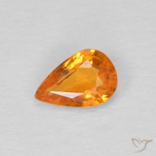 0.47ct Naturale Arancione brillante Zaffiro, Forma a pera, VS
