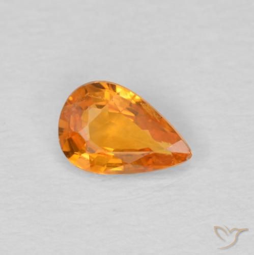 Zaffiro Arancione brillante naturale da 0.47 ct, Forma a pera, VS
