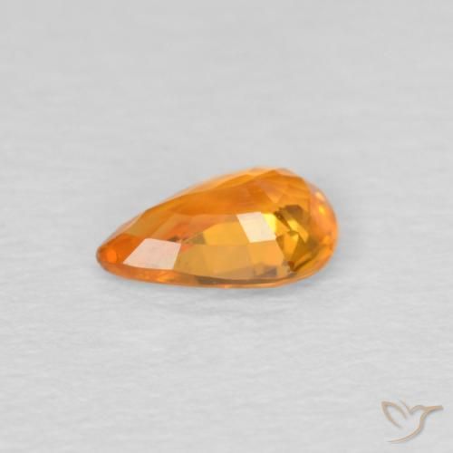 Zaffiro Arancione brillante naturale da 0.47 ct, Forma a pera, VS