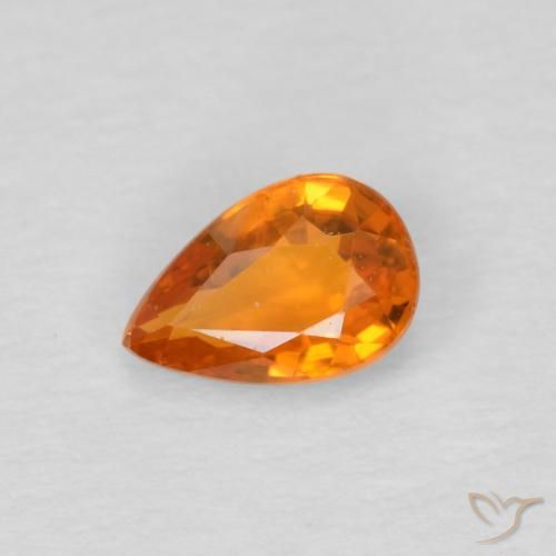 0.57ct Naturale Arancio Medio Zaffiro, Forma a pera, VS
