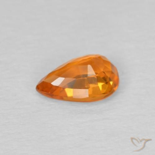 Zaffiro Arancio Medio naturale da 0.57 ct, Forma a pera, VS