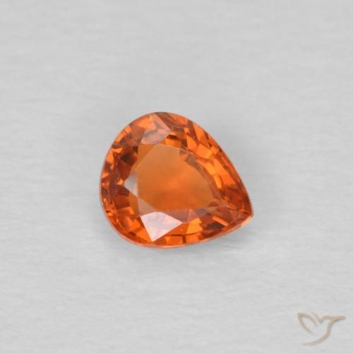 Zaffiro Arancio Medio naturale da 0.49 ct, Forma a pera, VVS