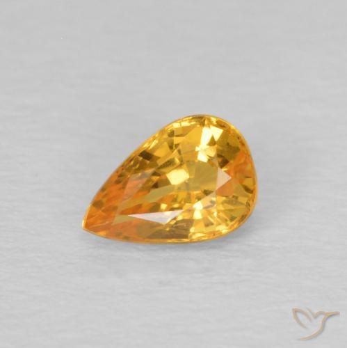 0.61ct Naturale Arancio Medio Zaffiro, Forma a pera, VVS