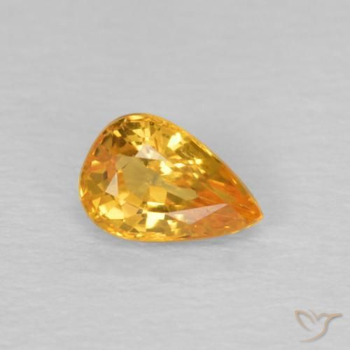 Zaffiro Arancio Medio naturale da 0.61 ct, Forma a pera, VVS