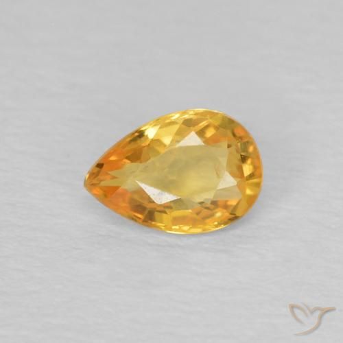 0.44ct Naturale Arancio Dorato Profondo Zaffiro, Forma a pera, VS