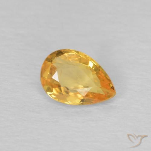 Zaffiro Arancio Dorato Profondo naturale da 0.44 ct, Forma a pera, VS