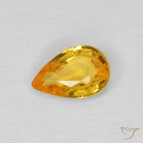 0.45ct Naturale Arancio Dorato Profondo Zaffiro, Forma a pera, VS