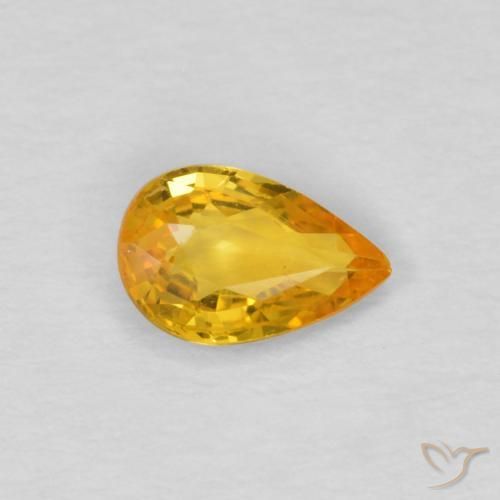 Zaffiro Arancio Dorato Profondo naturale da 0.45 ct, Forma a pera, VS