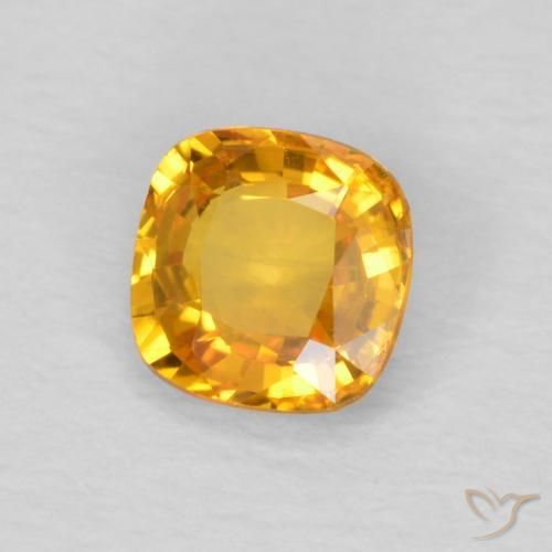 Zaffiro Arancio-Oro naturale da 0.50 ct, Cuscino, VVS-VS