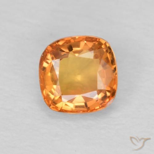 0.51ct Naturale Arancione rossastra Zaffiro, Cuscino, VVS