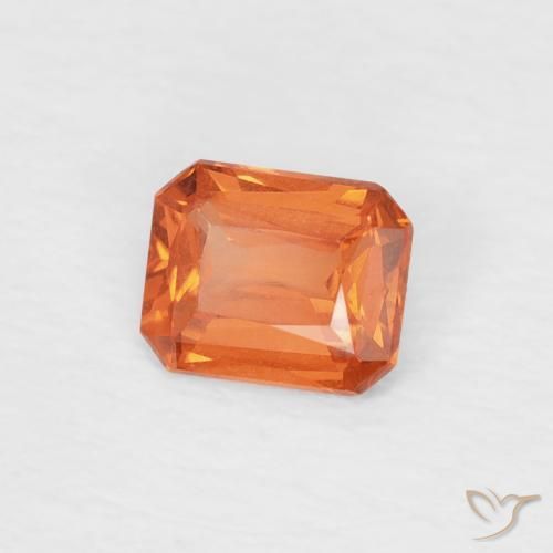 Zaffiro Arancione rossastra naturale da 0.46 ct, Ottagonale / Taglio smeraldo, VVS