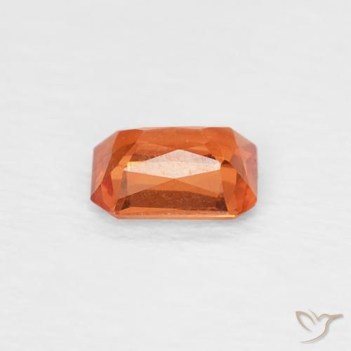 Zaffiro Arancione rossastra naturale da 0.46 ct, Ottagonale / Taglio smeraldo, VVS