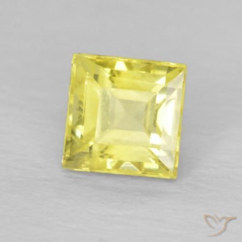 Zaffiro Giallo chiaro naturale da 0.68 ct, Quadrato, VS