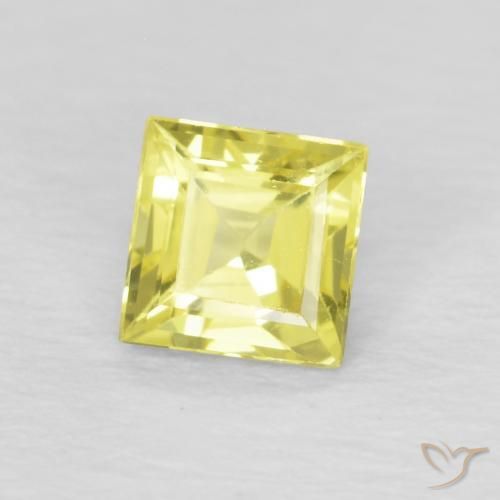 Zaffiro Giallo chiaro naturale da 0.46 ct, Quadrato, VVS-VS