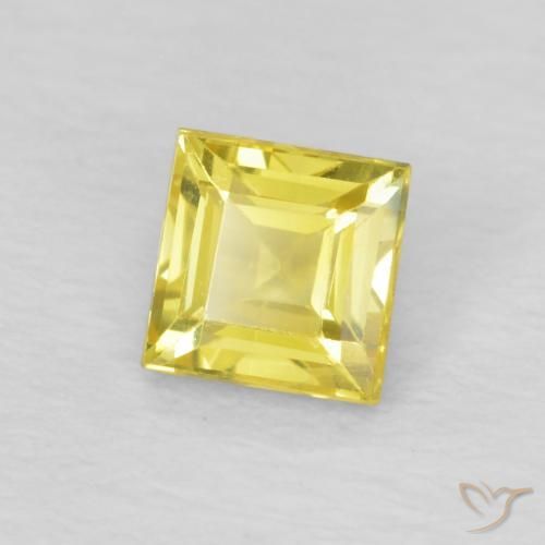 Zaffiro Giallo cibernetico naturale da 0.49 ct, Quadrato, VVS-VS