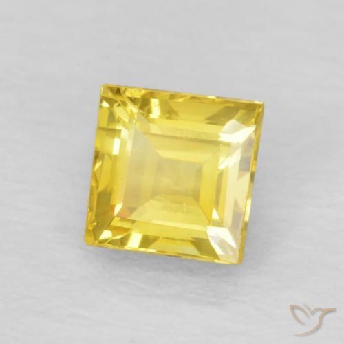 Zaffiro Giallo medio naturale da 0.60 ct, Quadrato, VVS-VS