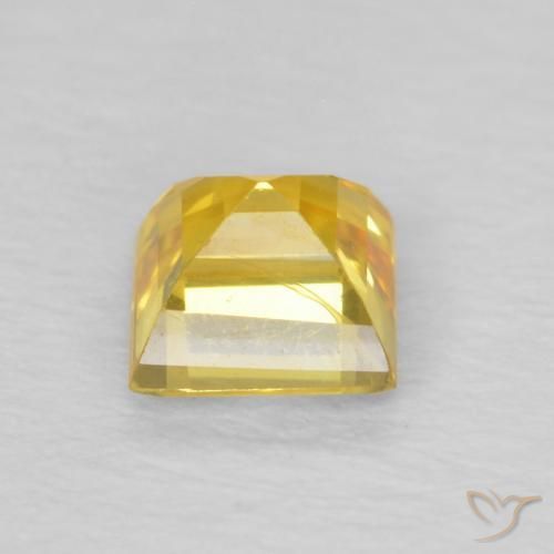 Zaffiro Giallo medio naturale da 0.60 ct, Quadrato, VVS-VS