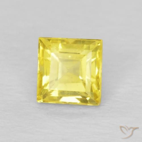Zaffiro Giallo chiaro naturale da 0.60 ct, Quadrato, VVS-VS