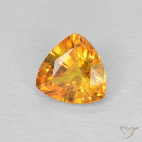 Zaffiro Arancione scuro naturale da 0.72 ct, Taglio trillion, VS