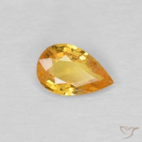Zaffiro Dorato scuro naturale da 0.39 ct, Forma a pera, VS