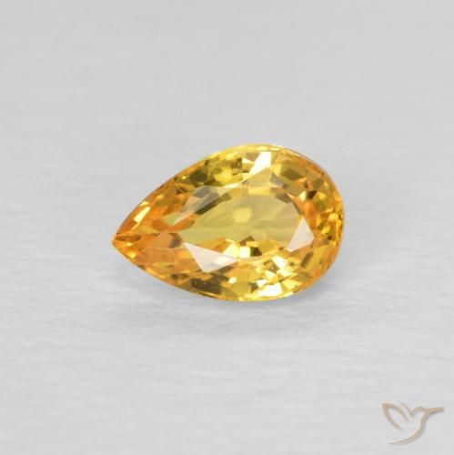 0.54ct Naturale Arancio Dorato Profondo Zaffiro, Forma a pera, VVS