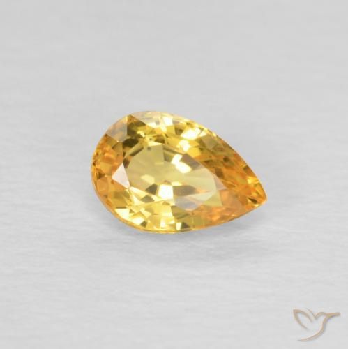Zaffiro Arancio Dorato Profondo naturale da 0.54 ct, Forma a pera, VVS