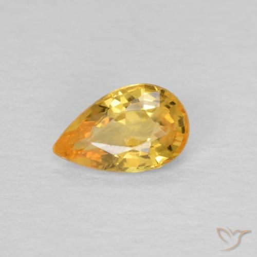 0.43ct Naturale Arancio Dorato Profondo Zaffiro, Forma a pera, VVS-VS